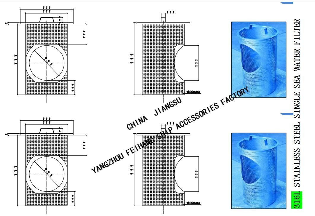 Taille principale de plat d'élément filtrant de tamis de coffre de mer de filtre de coffre de mer : taille de trou de tamis de 3mm : distance de trou de 5mm : 8.5mm