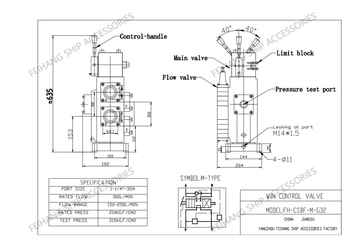 Valves de régulation hydraulique CSBF-G32 Valves manuelles de régulation du débit proportionnel pour navires