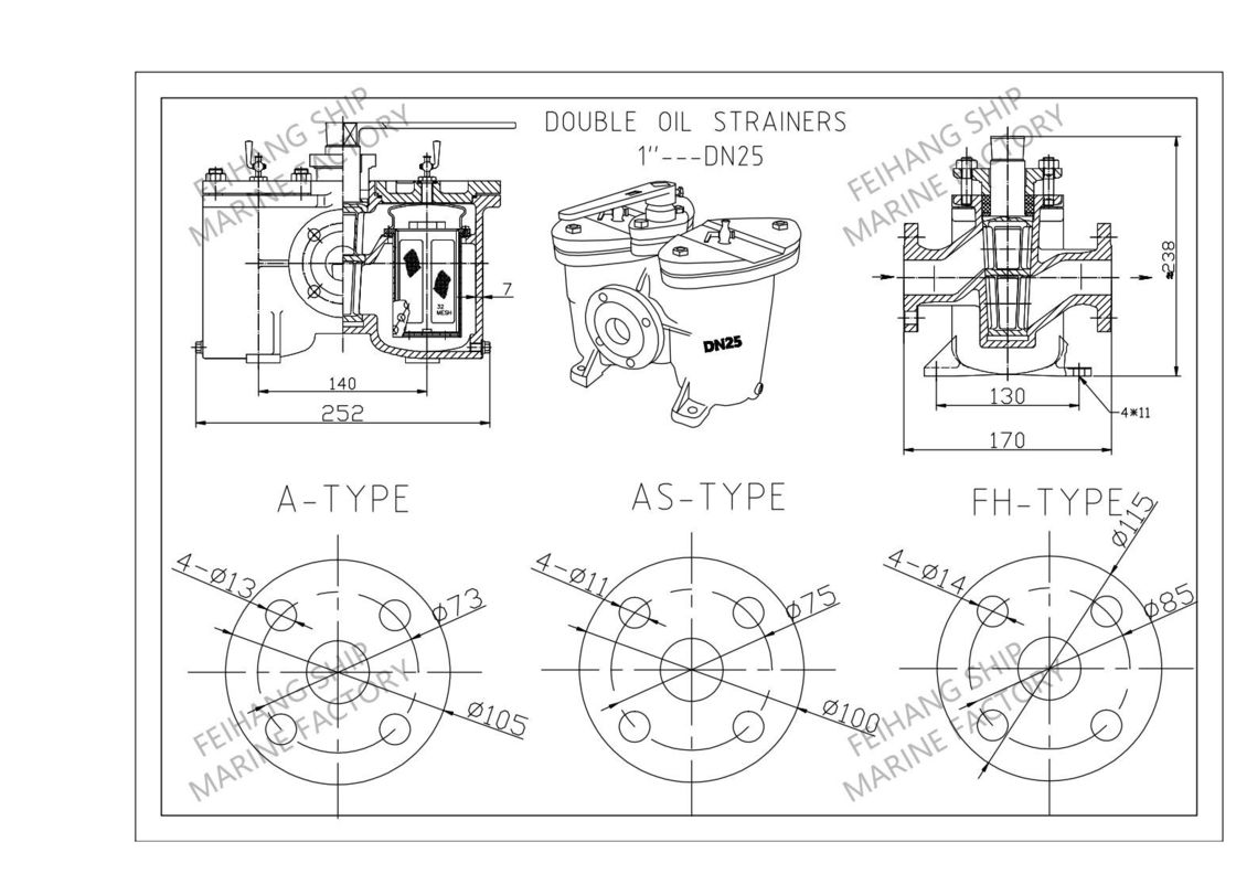 Chine AS25 Cb/T425 fournisseur de filtres à huile duplex - FeiHang Marine