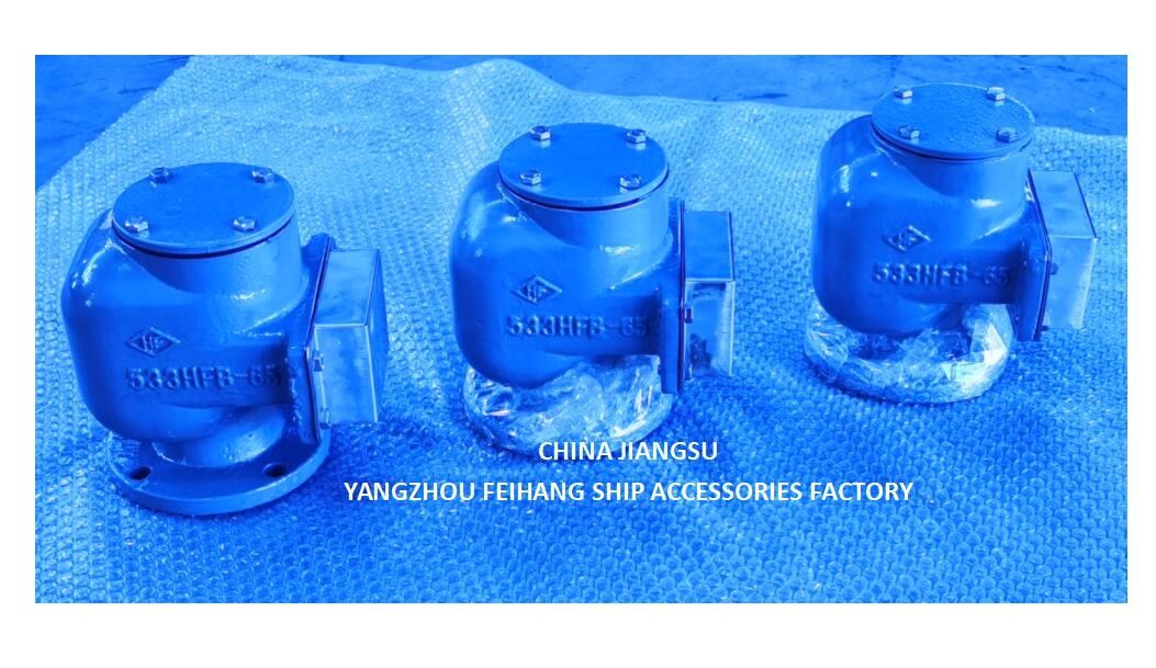 Tête de ventilation de la bride en fonte et tête de tuyau d'air pour réservoir de ballast Modèle:533HFB-65A avec disque flottant SUS 316l