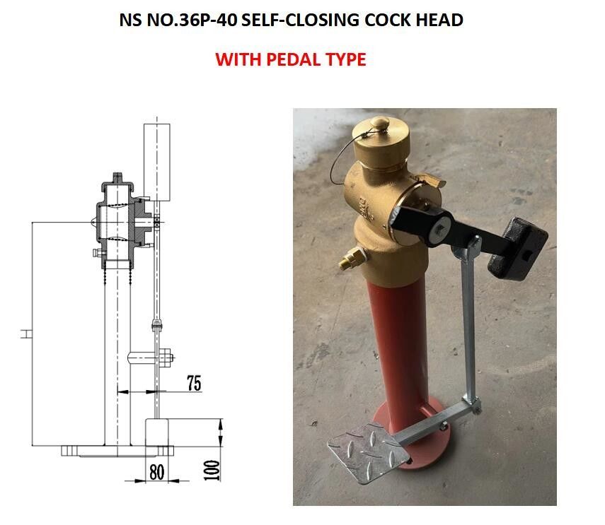 NS N°36P-40 Tête de coque auto-fermant avec pédale type pour compartiment de la chaîne d'ancrage