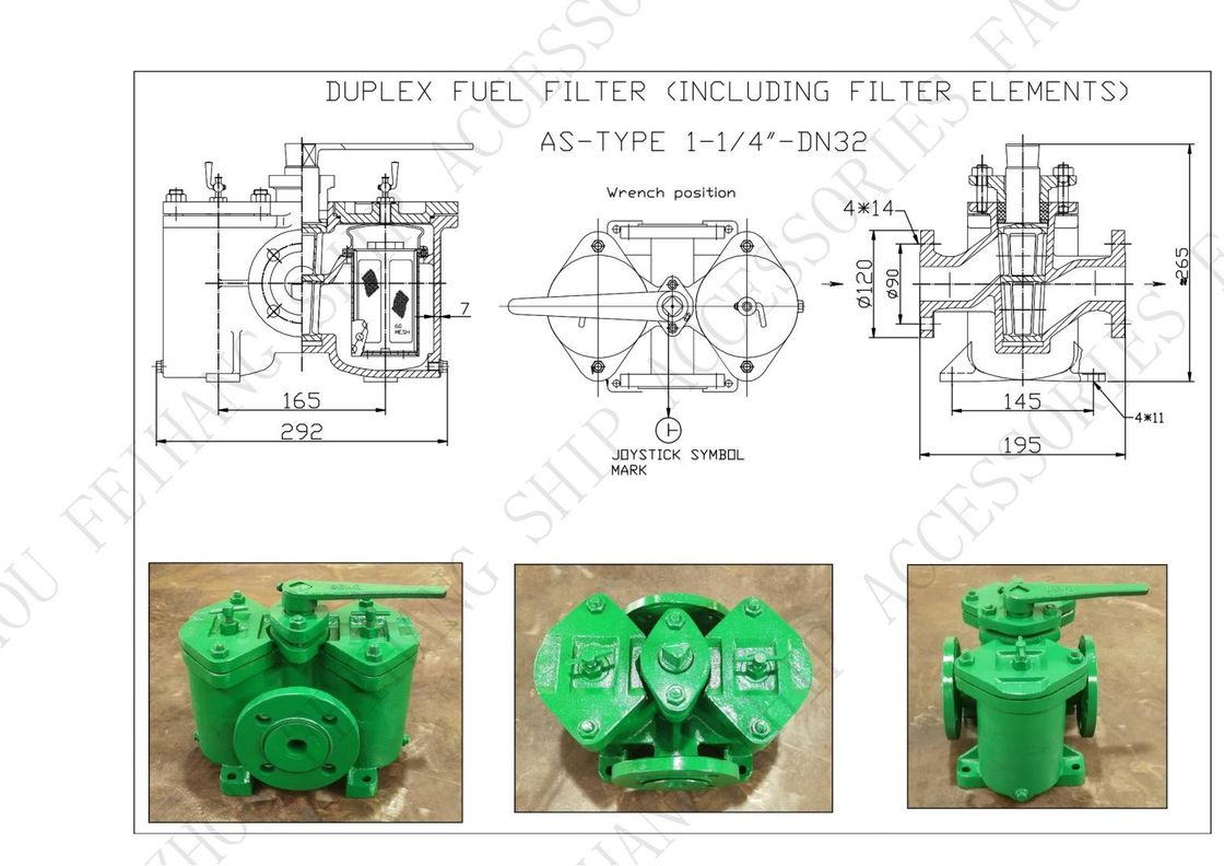 AS32 CB/T425 Filtres à huile duplex avec une plage de pression de 0,5 MPa et une performance supérieure