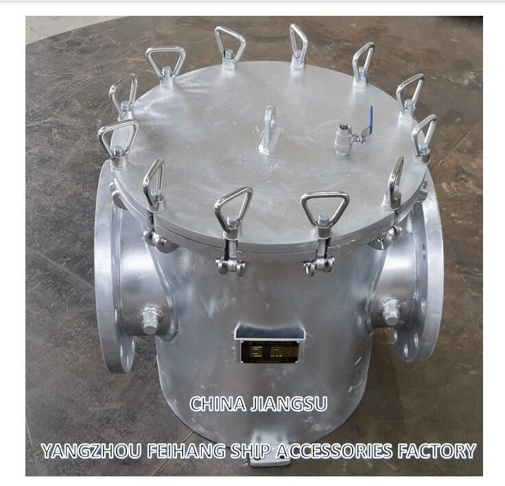 Filtre d'eau marine grossière modèle AS250 CB/T497 Corps galvanisé en acier au carbone, cartouche de filtre en acier inoxydable, maille-8 mm