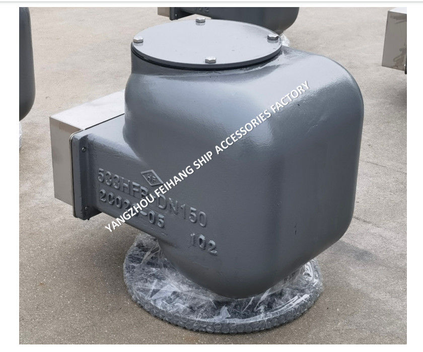 Tête de ventilation d'air de fonte de fer noduleux MARINE MODEL 533HFB-150A MÉDIUM GRAY pour les réservoirs de ballast