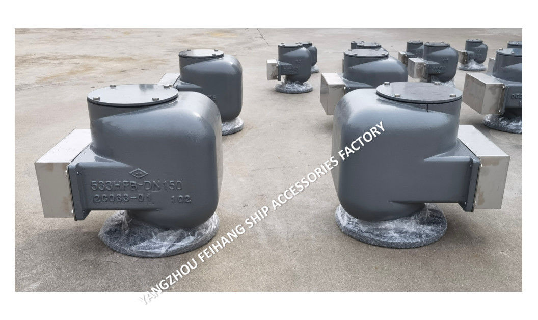 Tête de ventilation d'air de fonte de fer noduleux MARINE MODEL 533HFB-150A MÉDIUM GRAY pour les réservoirs de ballast