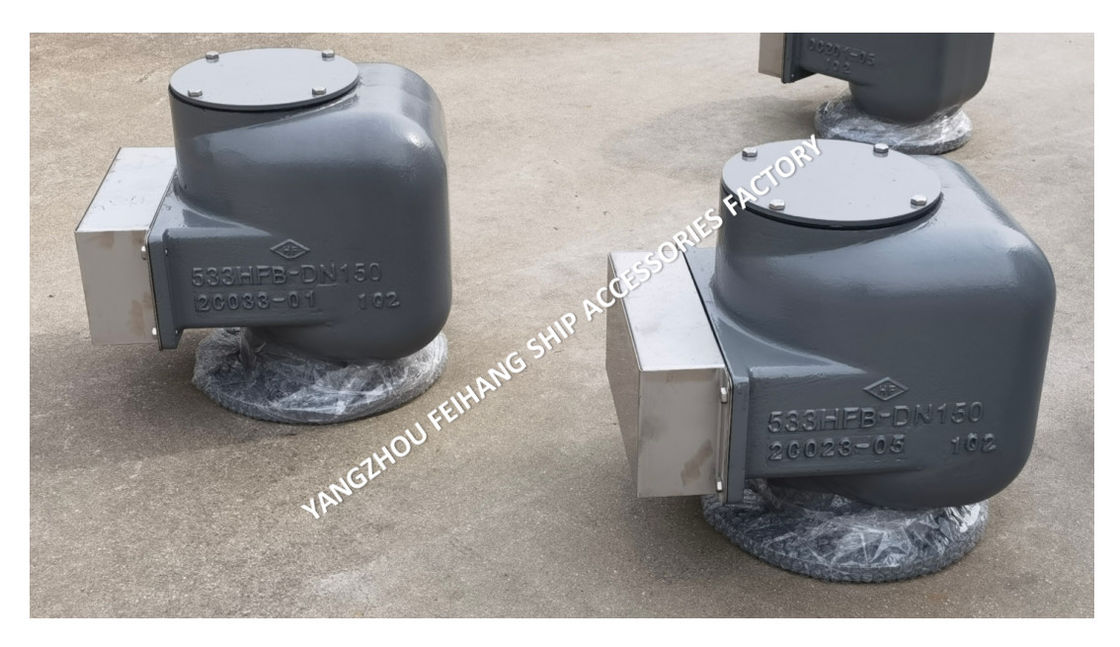 Tête de ventilation d'air de fonte de fer noduleux MARINE MODEL 533HFB-150A MÉDIUM GRAY pour les réservoirs de ballast