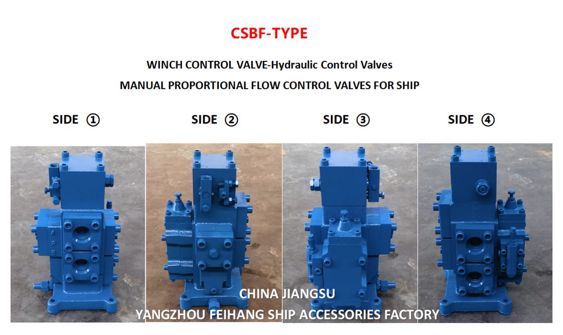Vue sous différents angles pour les vannes de contrôle de débit proportionnel manuel et les vannes de contrôle de treuil et les vannes de contrôle hydrauliques