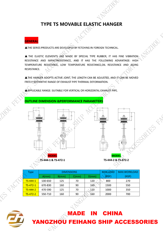TYPE TS MOVABLE ELASTIC HANGER OUTLINE DIMENSION &PERFORMANCE PARAMETERS